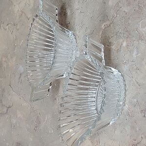 Vintage Heisey Ridgeleigh Creamer & Sugar Set Art Deco Glasswear MCM